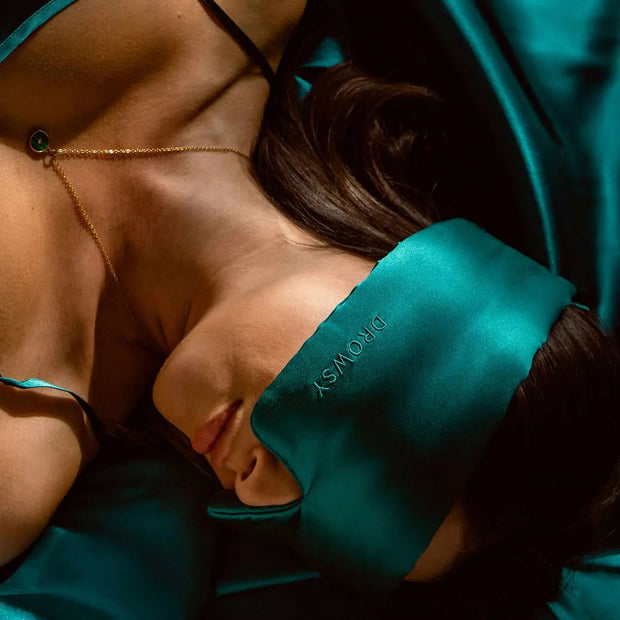 Green Sapphire Silk Sleep Mask Drowsy Sleep Co.