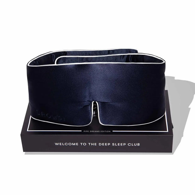 Midnight Blue Pipe Dreams Silk Sleep Mask Drowsy Sleep Co.