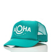 ALOHA Trucker Hat in Teal Aloha